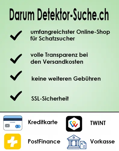 Gründe für detektor-suche.ch / Zahlungsmöglichkeiten